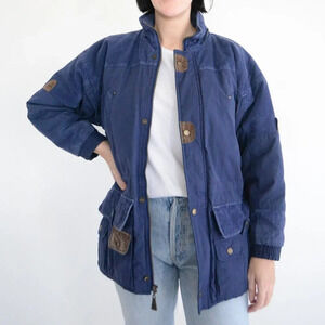 Vintage Climate  Control Navy w Corduroy Patches Winter Jacket L (14)